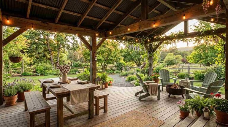 28 Farmhouse Covered Patio Ideas