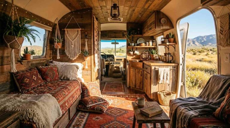 20 Colorful Bohemian Camper Interior