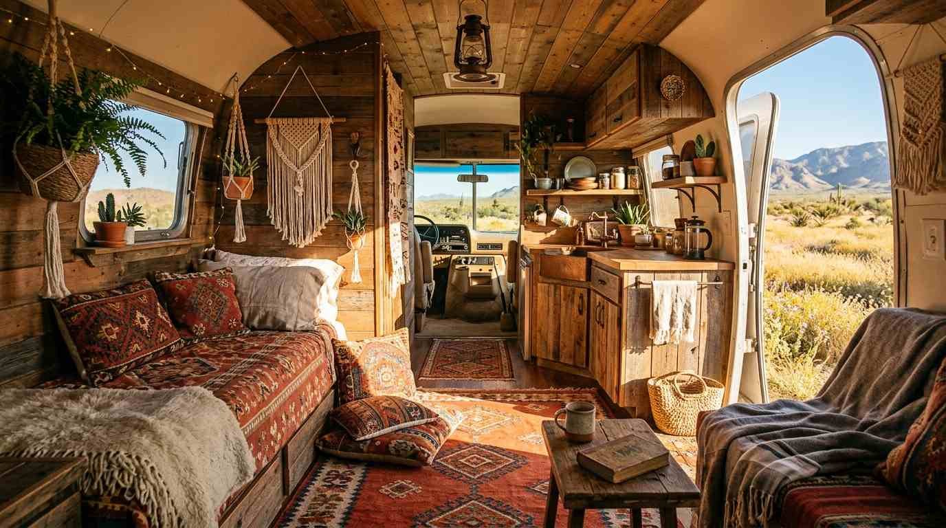20 Colorful Bohemian Camper Interior