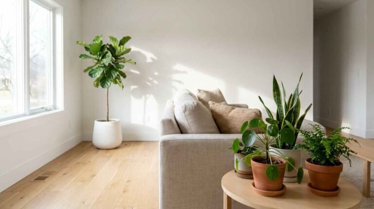 23 plant decor living room minimalis