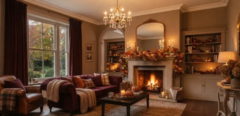 Elegant Burgundy Fall Decor Living Room